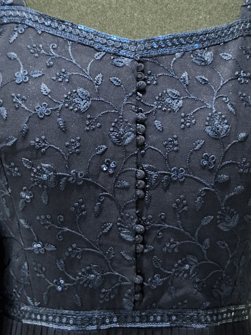 Thumbnail: Dark Blue Thread Work Dress (3XL)