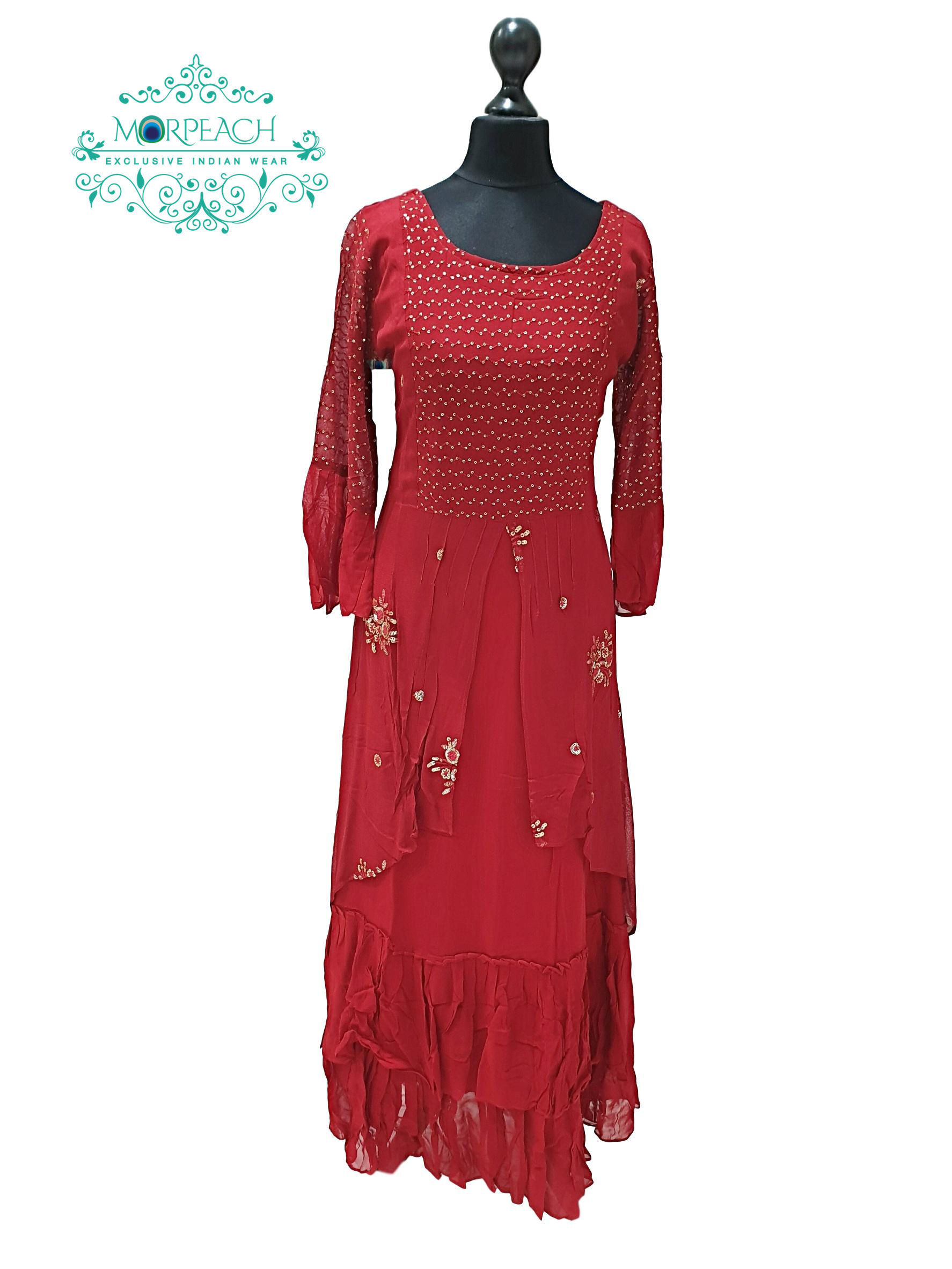 Dark Red Georgette Kurti (L)