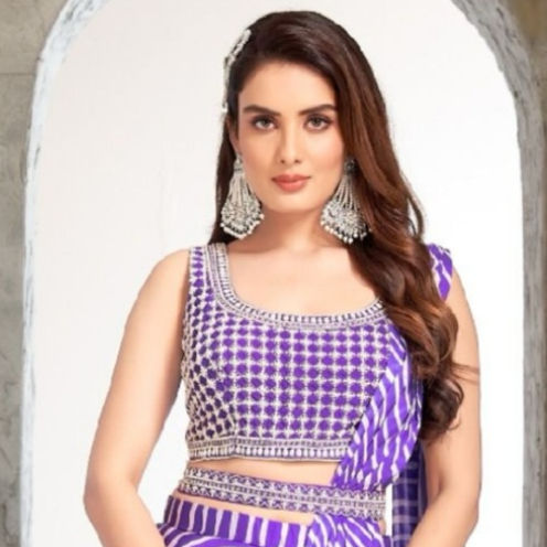 Thumbnail: Purple Saree Style Palazzo Set (R)