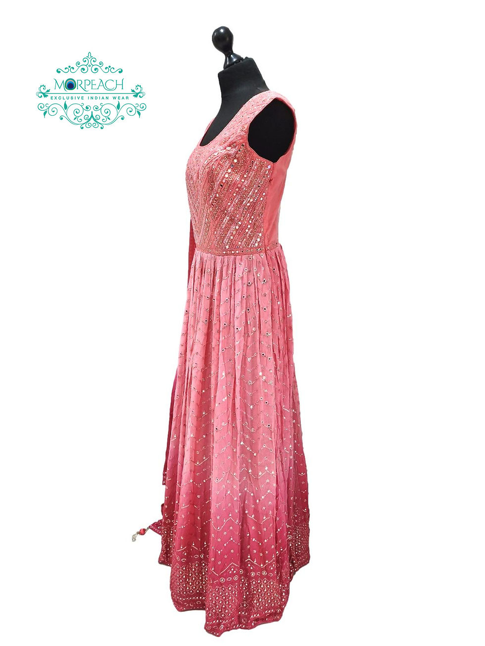 Thumbnail: Pink Shaded Mirror Work Dress (XL)