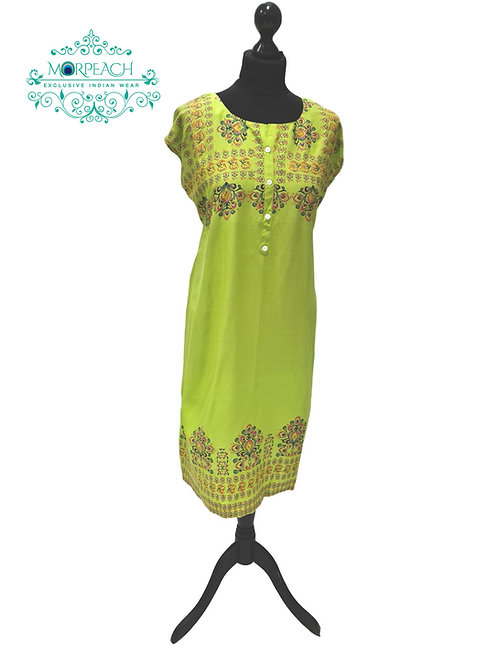 Lime Green Short Cotton Kurti (6XL)