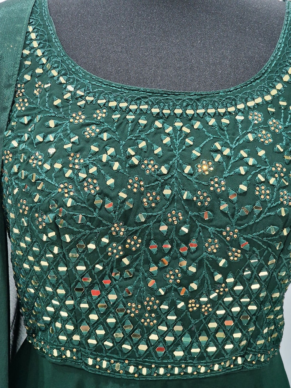 Thumbnail: Dark Green Chiffon Dress (3XL)