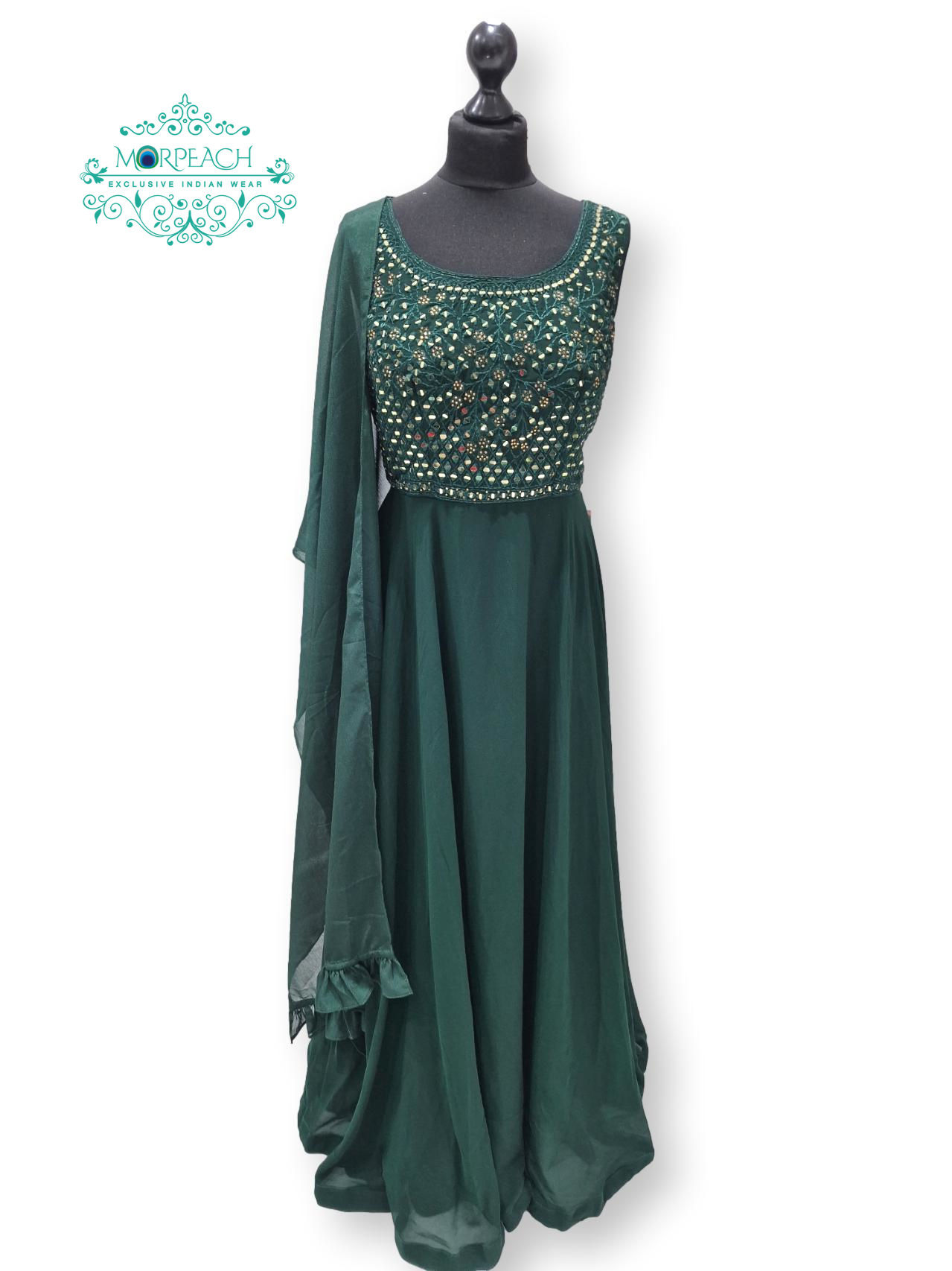 Dark Green Chiffon Dress (3XL)