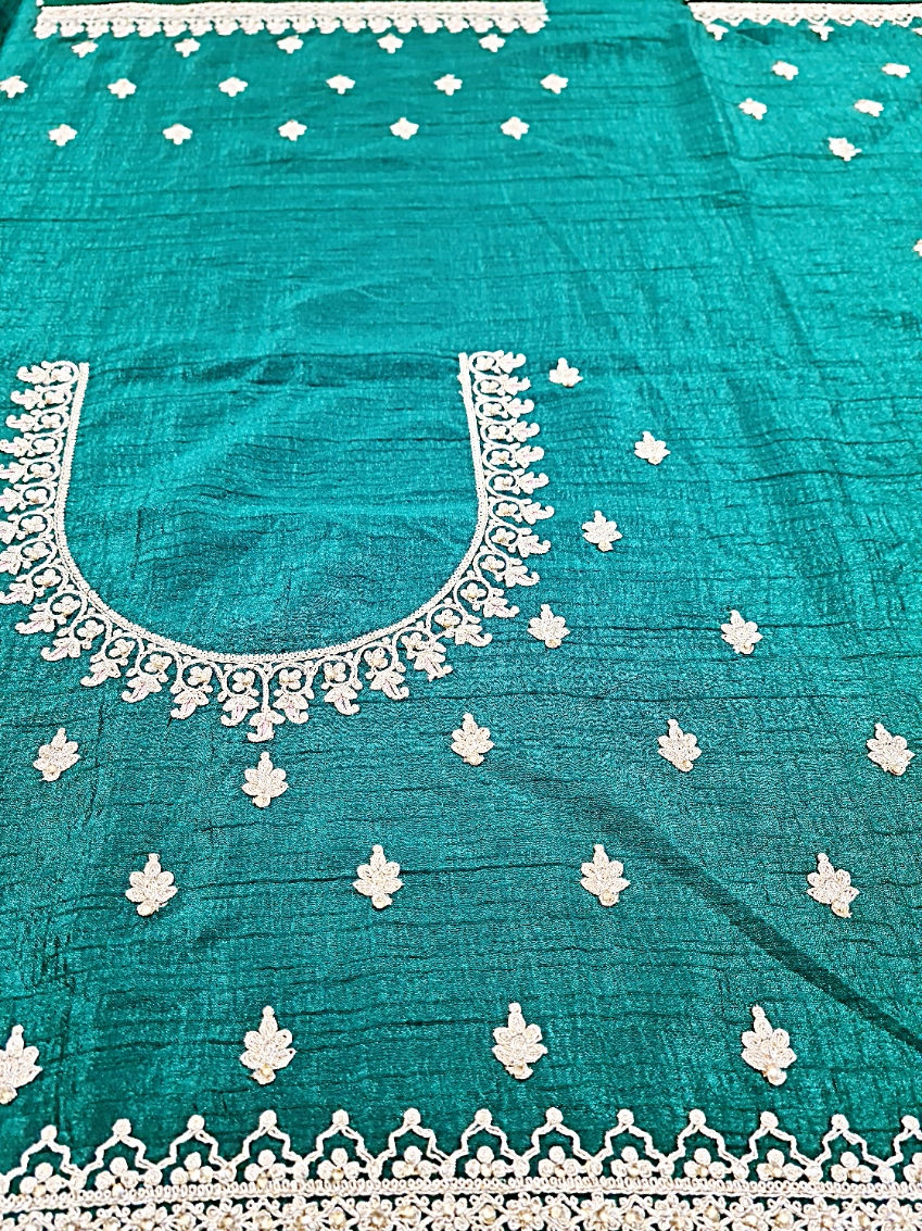 Thumbnail: Bottle Green Saree With Touch Of Pink