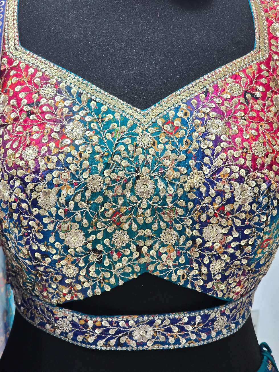 Thumbnail: Blue And Pink Shaded Lehenga (M)
