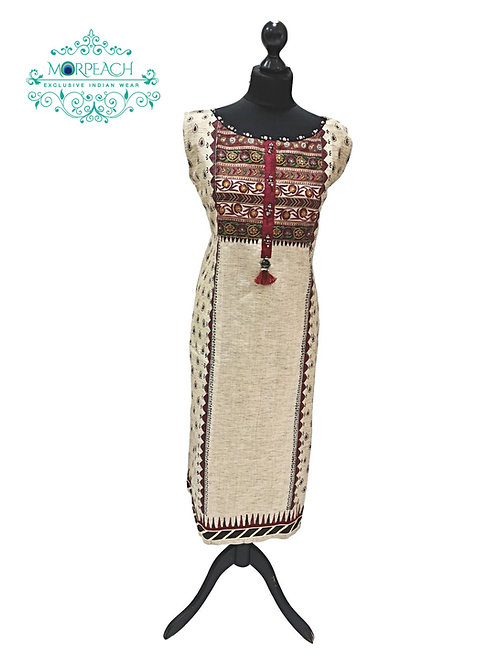 Beige Ethnic Cotton Kurti (6XL)