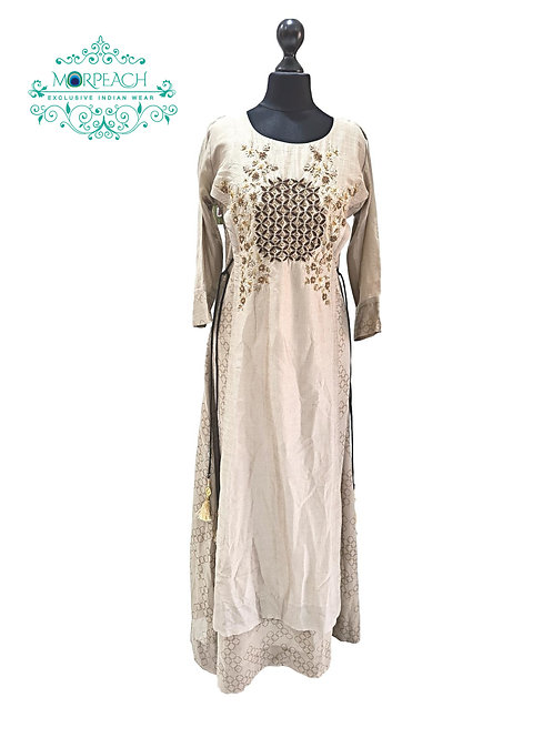 Grey Layered Side Cut Kurti (XL)