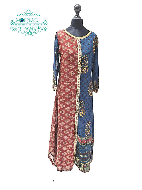 Brown Blue Chiffon Kurti (L)