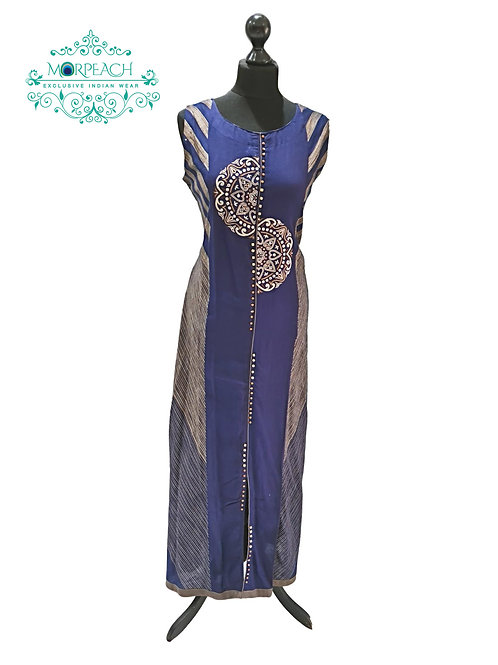 Navy Blue Long Rayon Kurti (8XL)