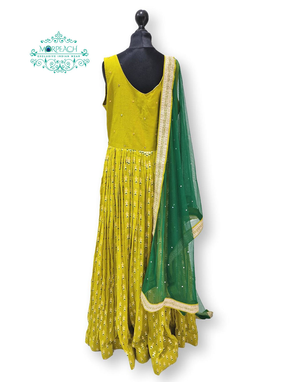 Thumbnail: Yellow And Green Georgette Dress (R)