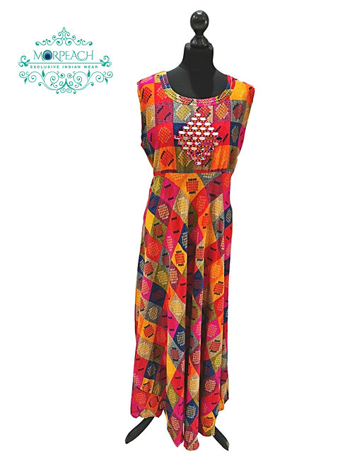 Multicolor Bandhej Kurti (6XL)