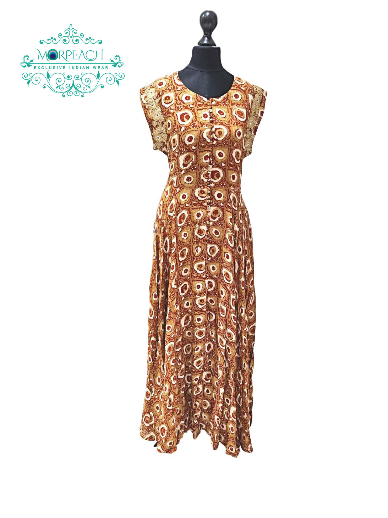 Brown Printed Rayon Kurti (L)