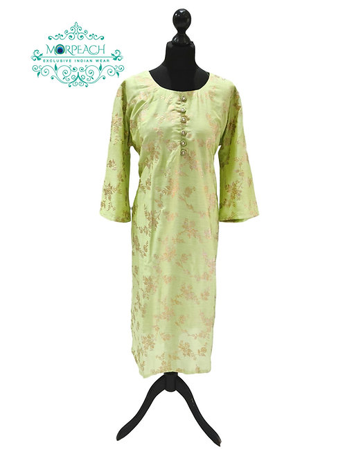 Light Green With Gold Print Kurti (5XL)