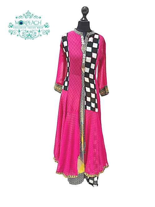 Pink Multi Patterned Kurti (L)
