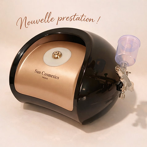 Appareil Sun Cosmetic utilisé à L’Instant Massage pour les soins solaires et éclat du teint.