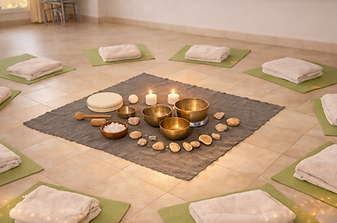 Atelier de bain sonore à L’Instant Massage, bols chantants et relaxation vibratoire.