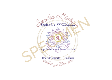 Verso de la carte cadeau L’Instant Massage, espace dédié au message personnalisé et aux détails du soin.