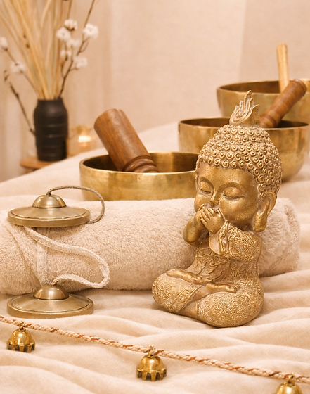 Soin aux bols tibétains : vibrations sonores pour harmoniser les émotions et favoriser la relaxation.