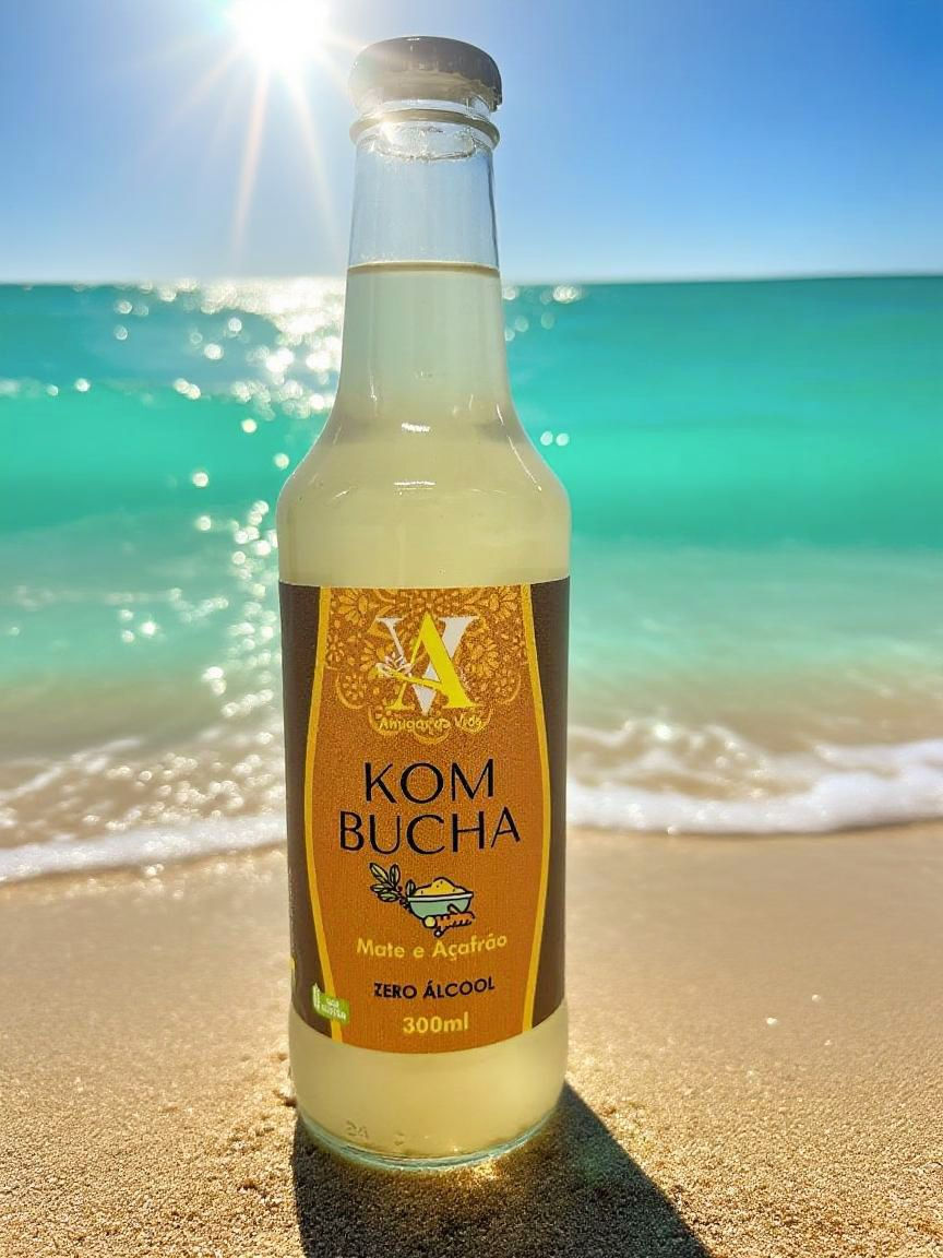 Kombucha Mate e Açafrão - 300 ml