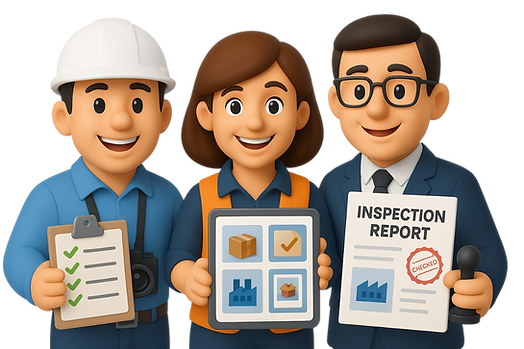 PGP Cargo quality control team in China holding pre-shipment inspection reports with photos and checklists