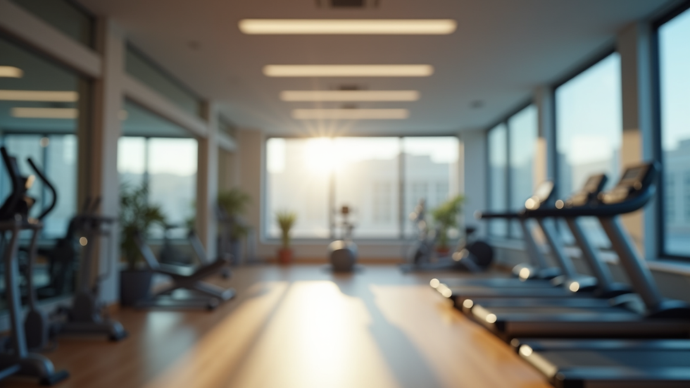 Eye-level view of a fitness center with rehabilitation equipment