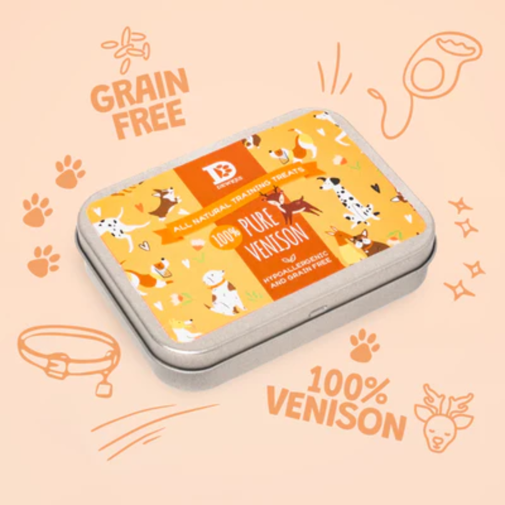 Venison Pure Meat Dog Treats With Reusable Tin (60g of Treats)