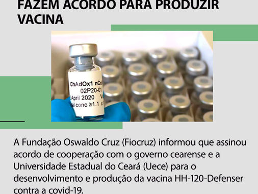 Fiocruz e governo do Ceará fazem acordo para produzir vacina
