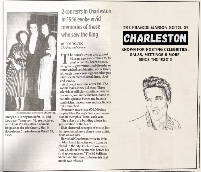 The Francis Marion Hotel has hosted celebrities and diplomats throughout its storied history and gathering place in Downtown Charleston, South Carolina.