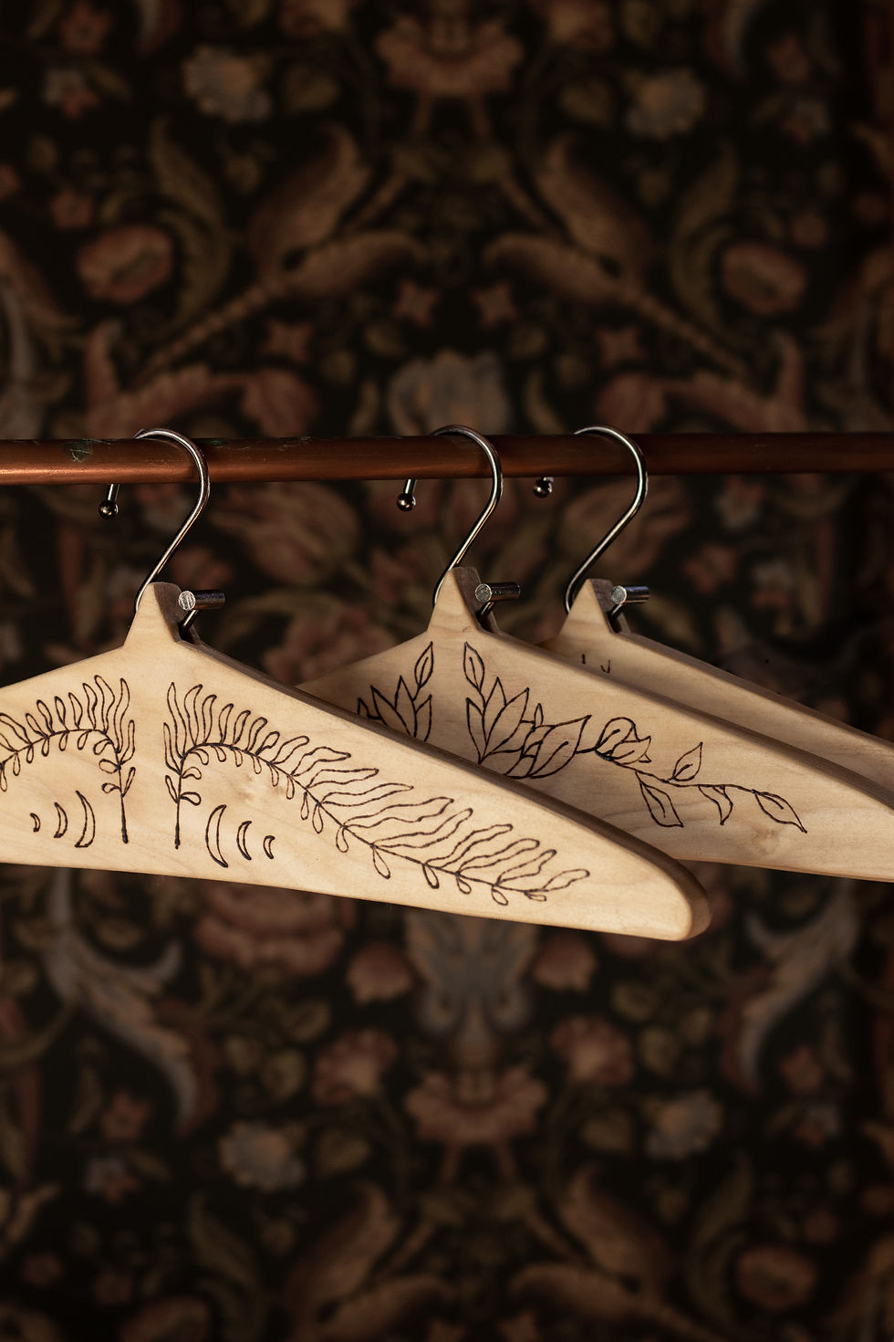 Handcarved wooden clothes hangers for wedding and special event 