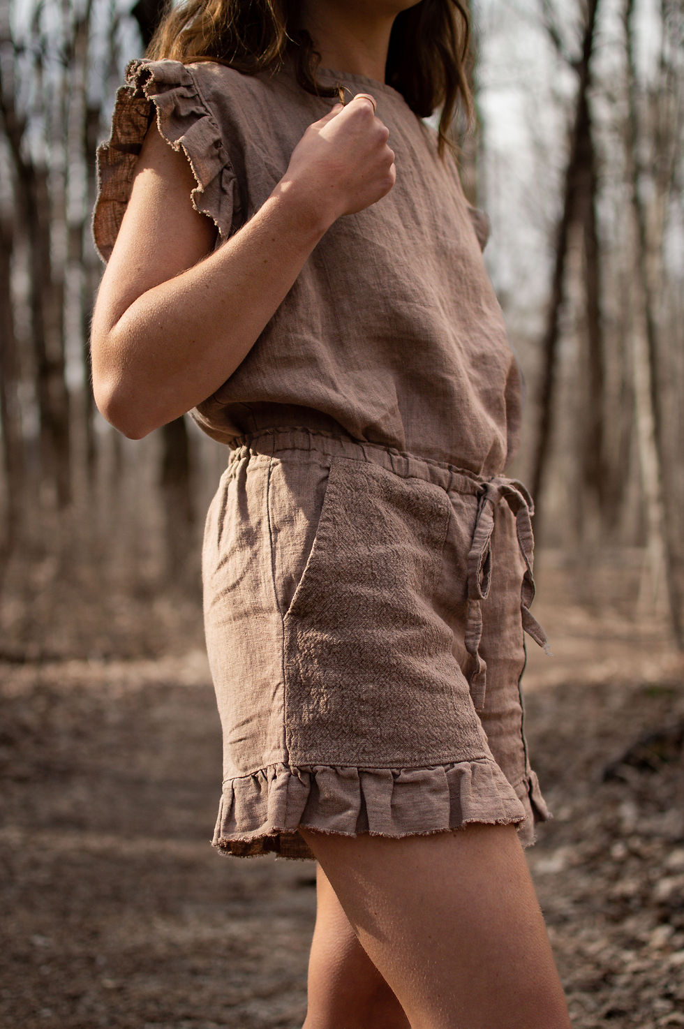 Thumbnail: SALTWATER II - Linen ruffled shorts with POCKETS