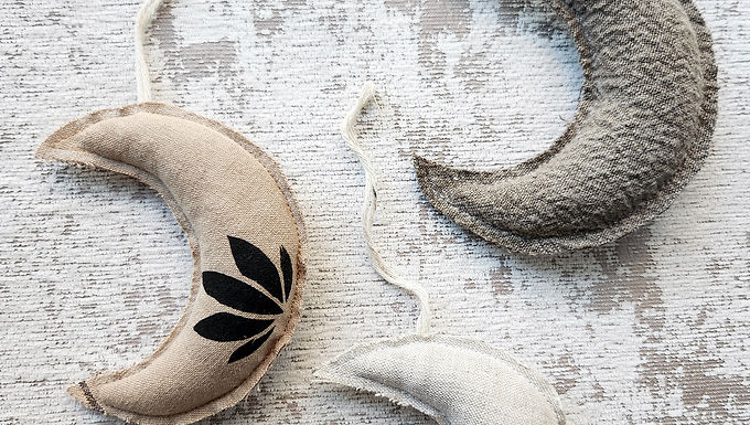 Linen Lotus Moon Ornament