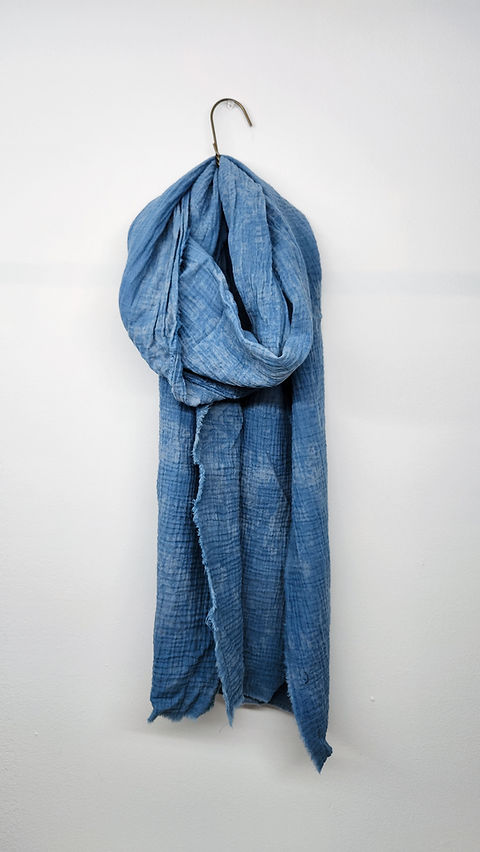 Cotton gauze scarf - Plant dyed - Light Indigo Blue | Charlie Darwin