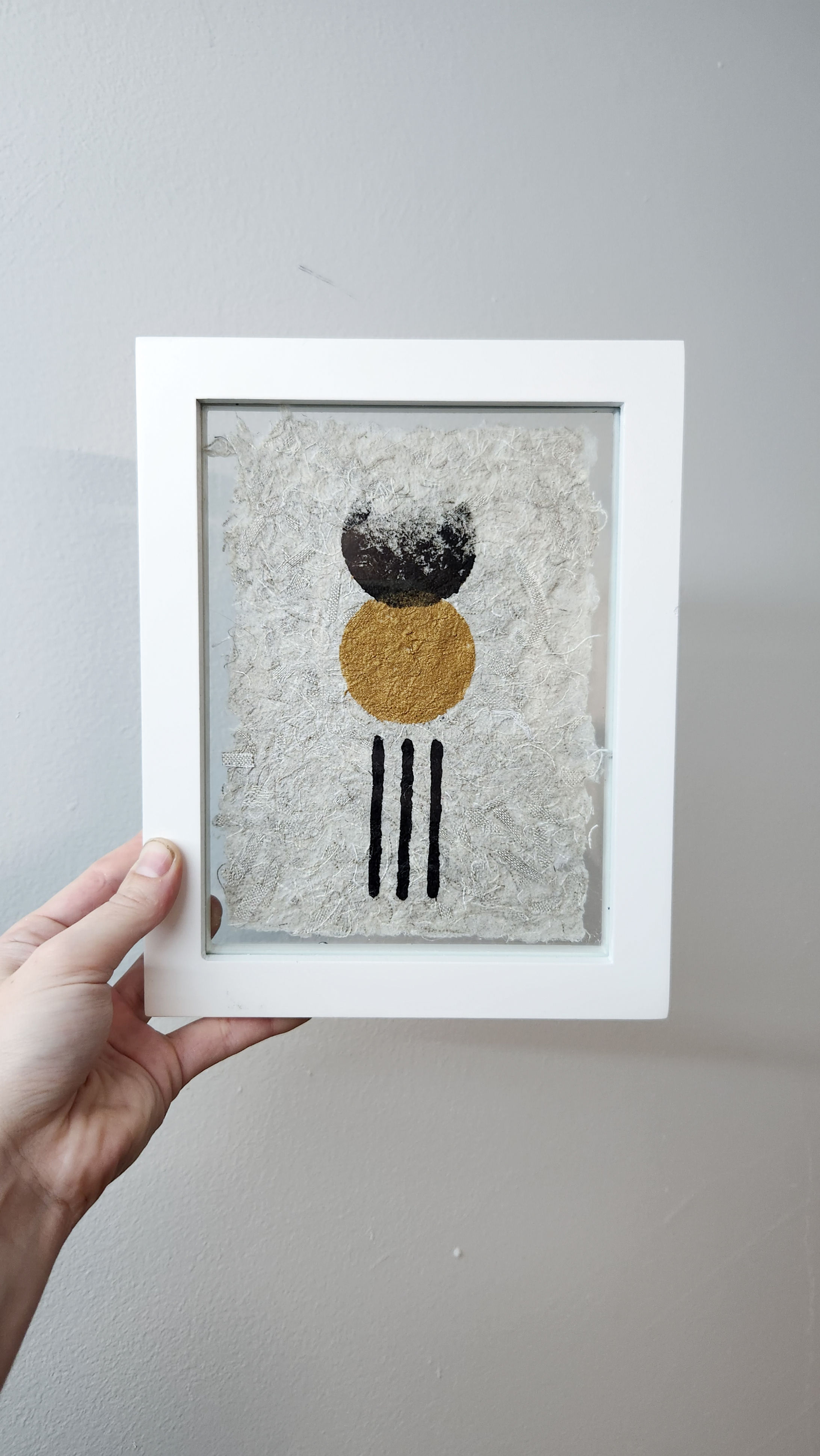 Sun and Moon Rays on Handmade Linen Paper - Original Painting - (unframed)