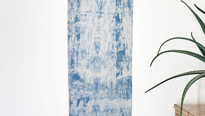 Linen Tapestry - Indigo and Foraged Driftwood