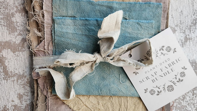 Naturally dyed scrap fabric bundle 3