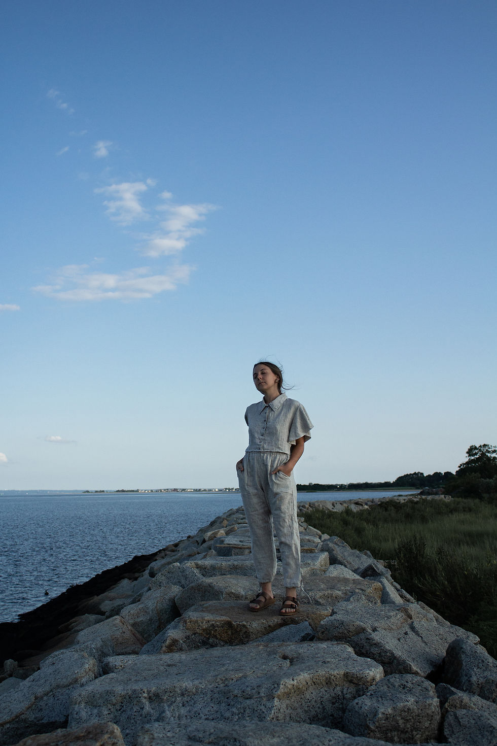 Thumbnail: CAPUCHIN - Lightweight linen jogger pants - Undyed