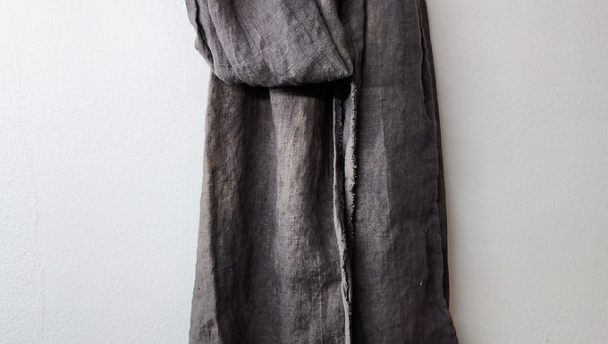 Linen scarf - Plant Dyed - Chestnut - DARK GREY