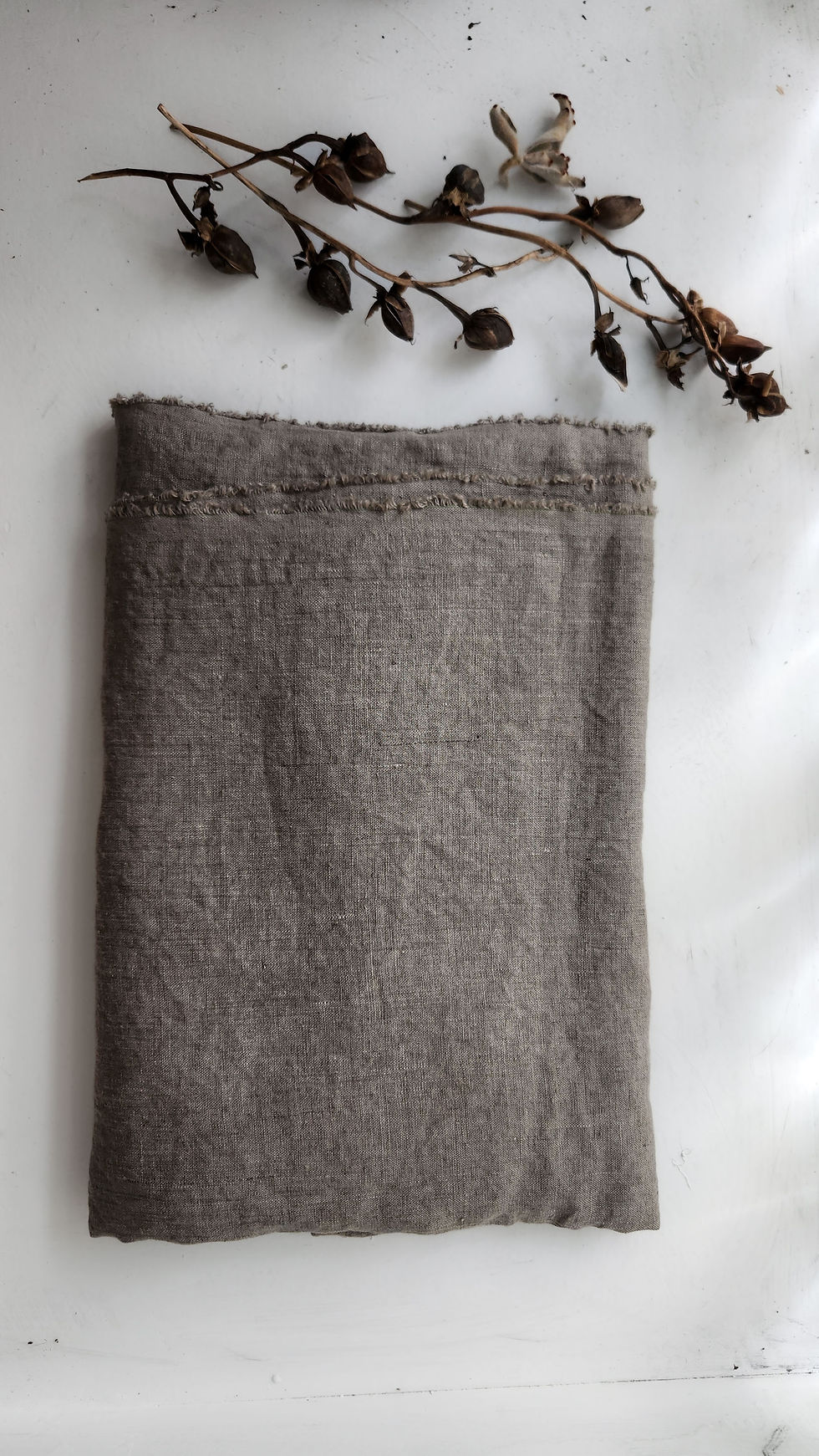Thumbnail: Naturally Dyed Linen Fabric - Medium GREY -  - Softened - Medium Weight
