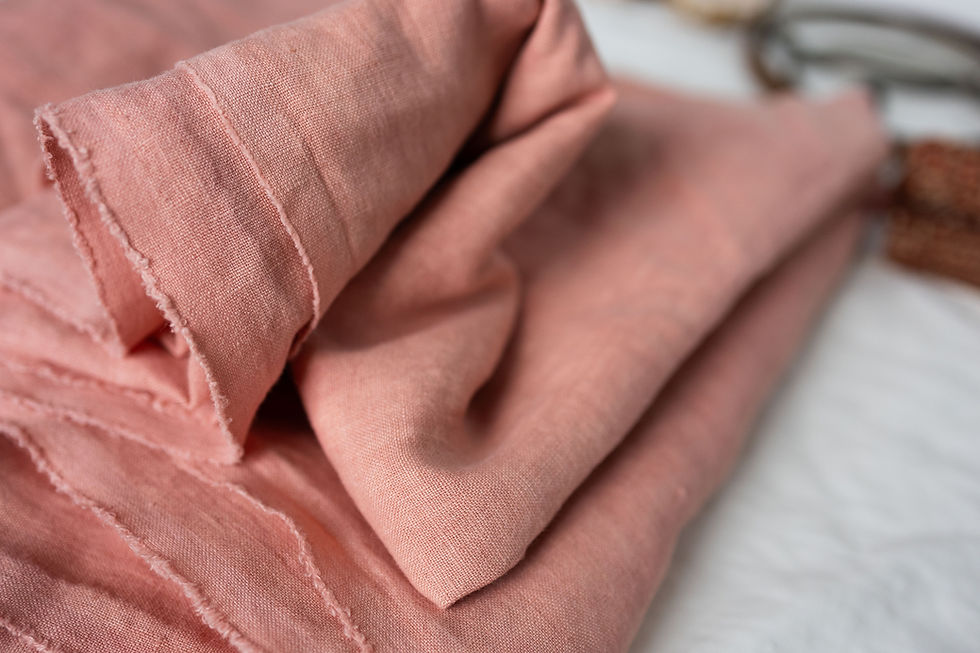 Thumbnail: Naturally Dyed Linen Fabric  - Blush PINK - Softened - Medium Weight