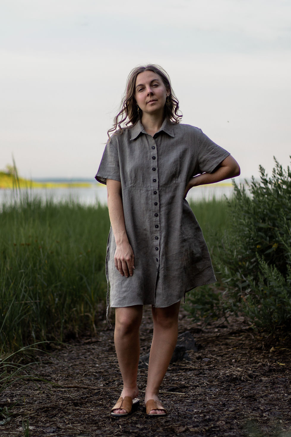 Thumbnail: LADYBIRD - Linen smock dress, short sleeve