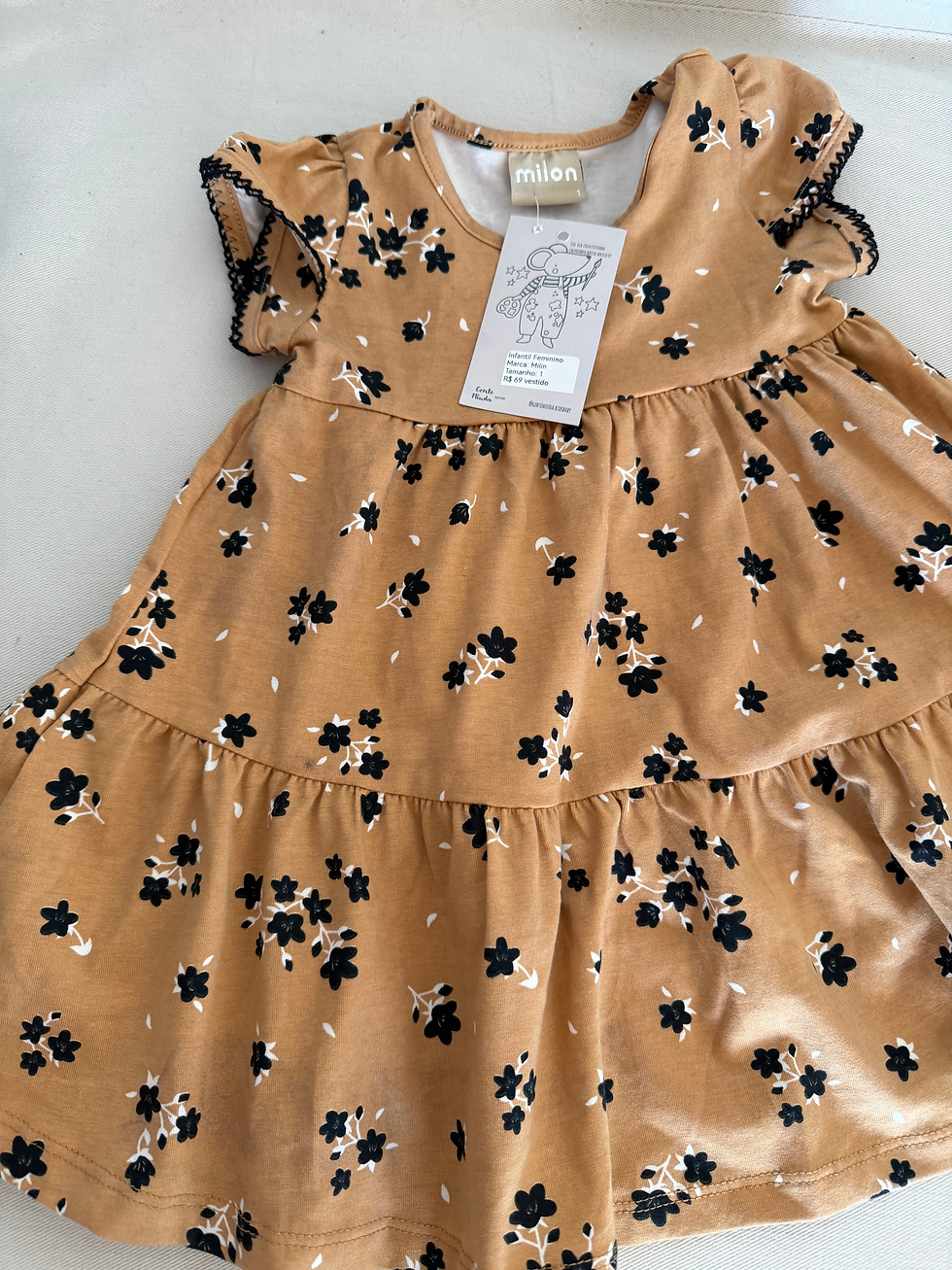 Miniatura: Vestido Bege Estampa Flor PB Milon