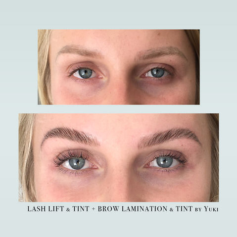 lash lift and brow lamination before and after