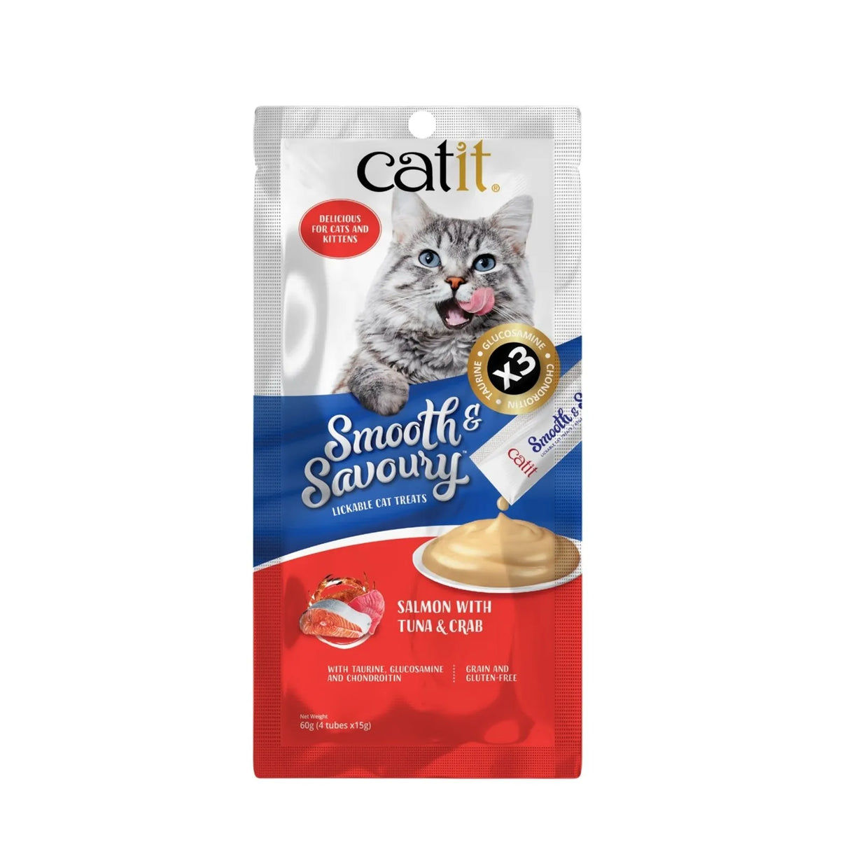 Catit - Smooth & Savory 肉泥小食 - 三文魚&吞拿魚＆蟹肉