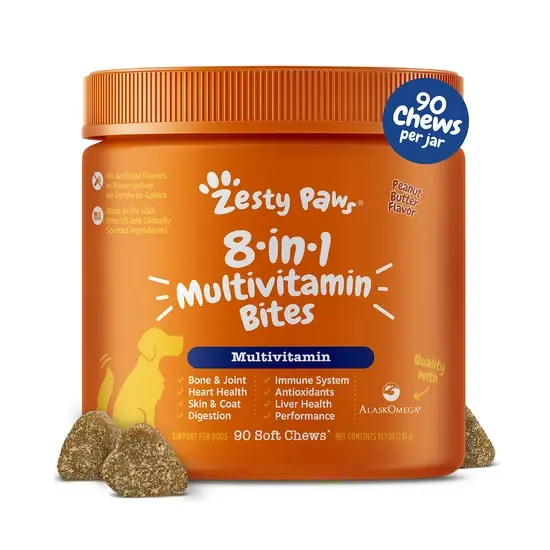 Zesty Paws 8合1 多功能軟嚼片 花生醬味