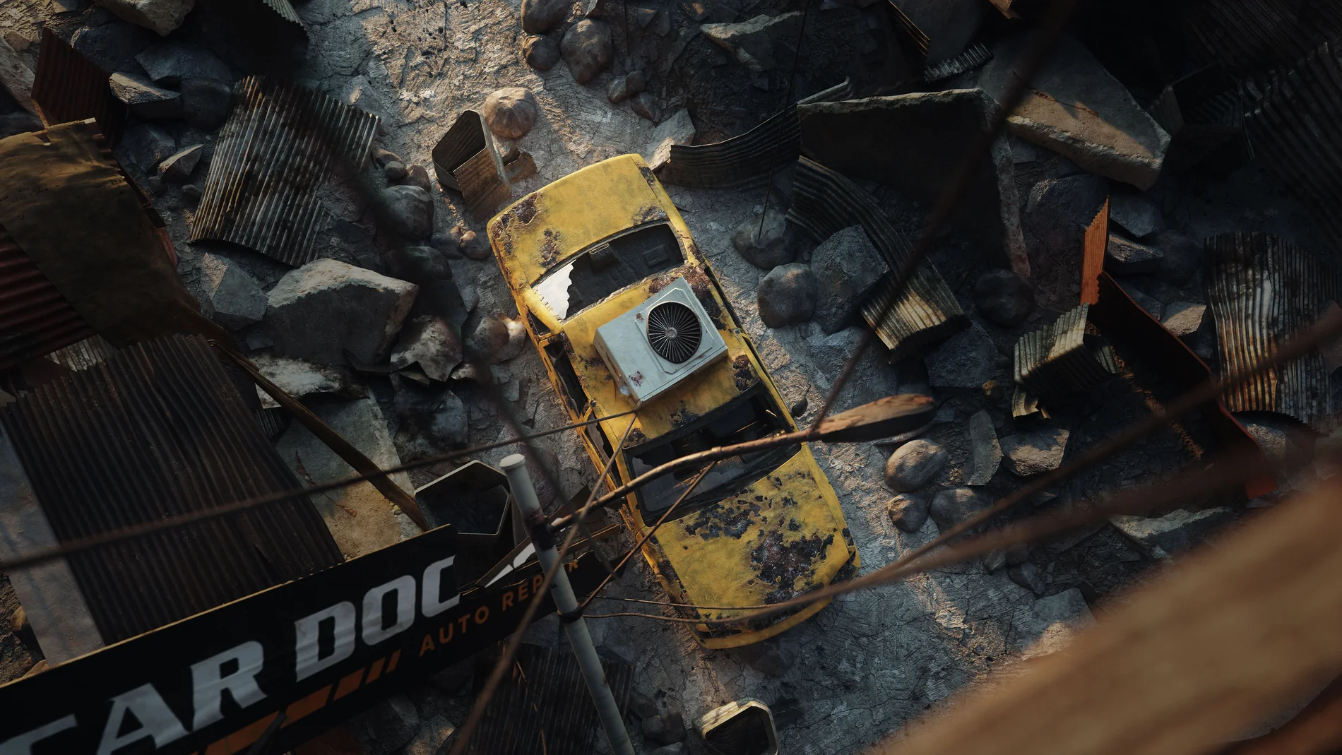 Asset Blender nhà đổ nát chi tiết cao trong bộ Wreckage Kit