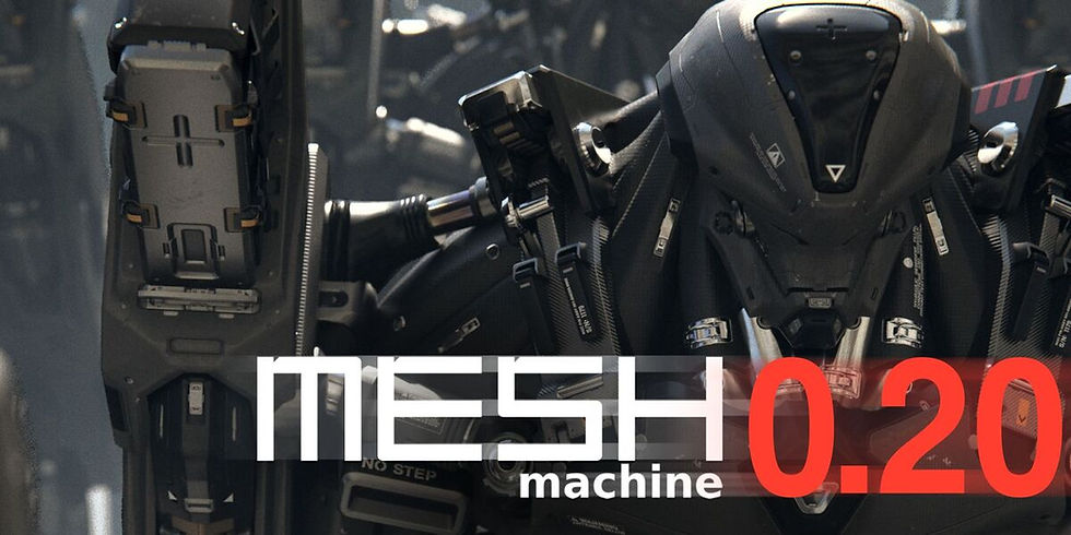 Giao diện addon MESHmachine 0.20 cho Blender hard surface modeling.