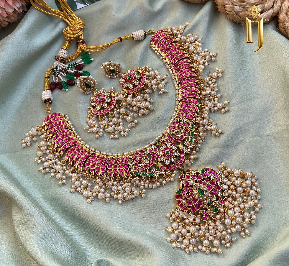 Thumbnail: Heritage Kemp Pearl Bridal Necklace Set with Grand Pendant Drop