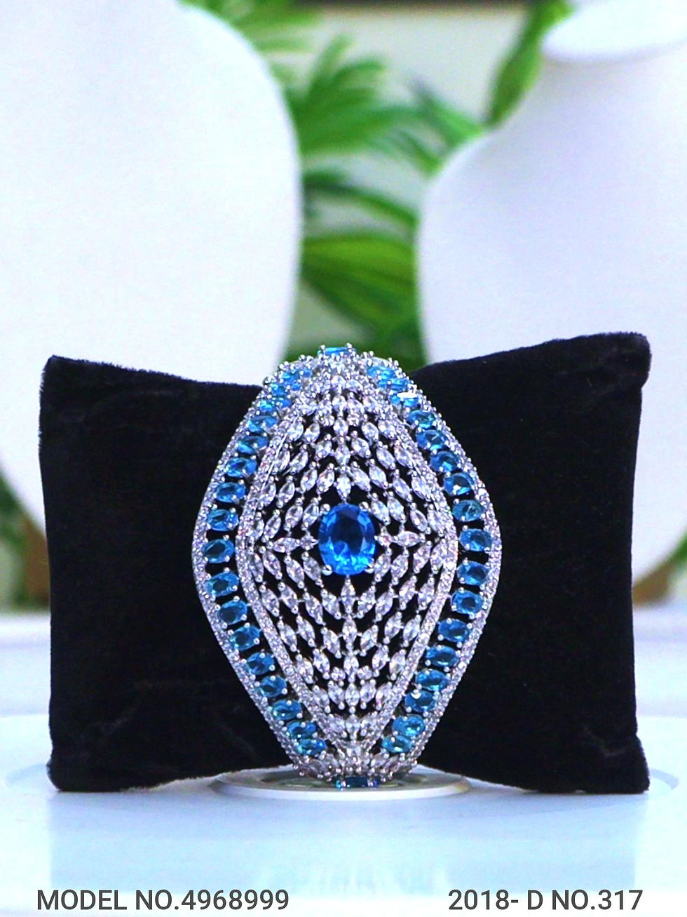 Thumbnail: Radiance Cuff Bracelet – Luxury Sapphire & Diamond Designer Statement Jewelry