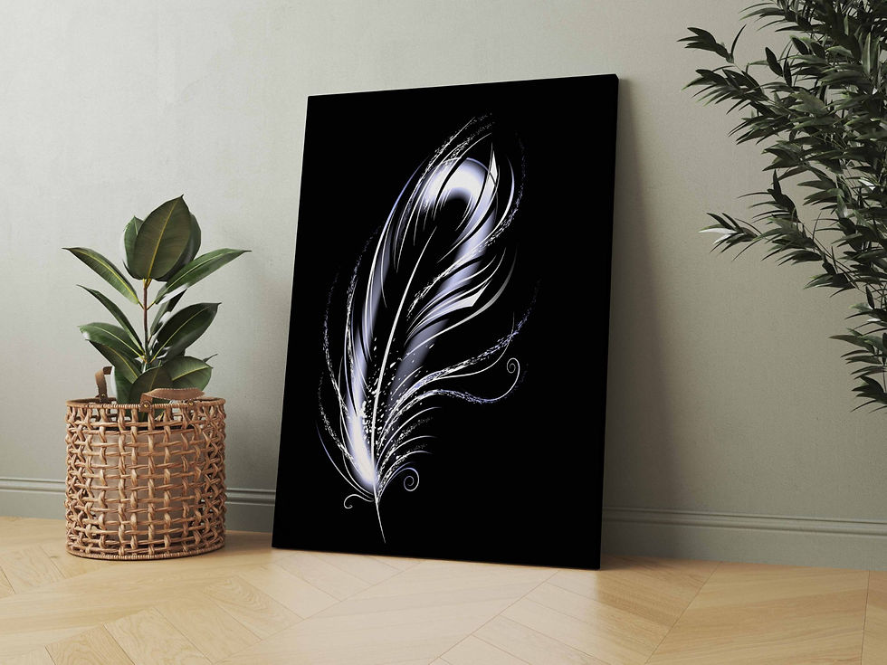 Minimalist Siyah Zemin Parlak Tüy Temalı Dijital Baskı Kanvas Tablo