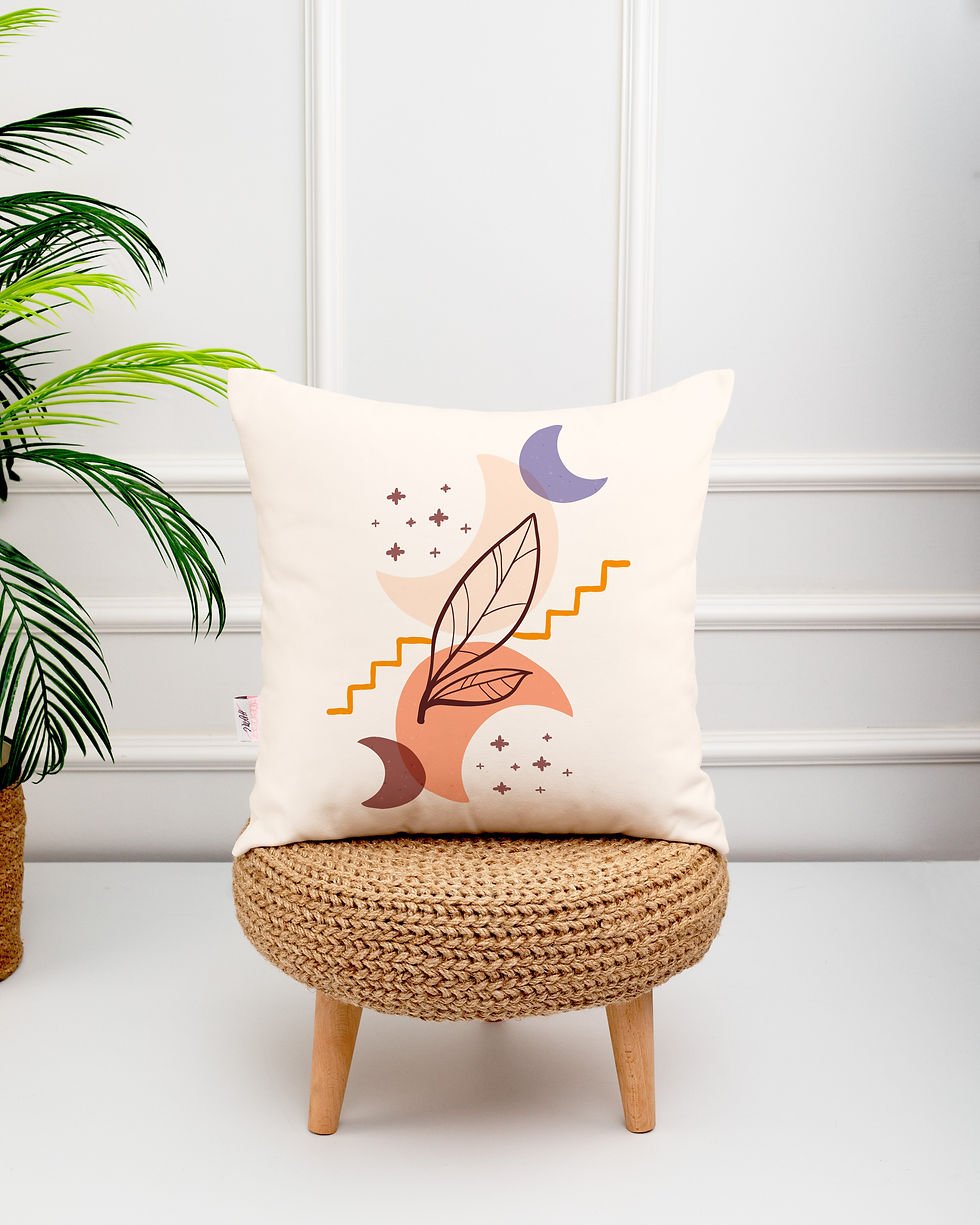 Миниатюра: Bohem Soyut Yaprak ve Geometrik Desenli 4'lü Dijital Baskı Kırlent Kılıfı